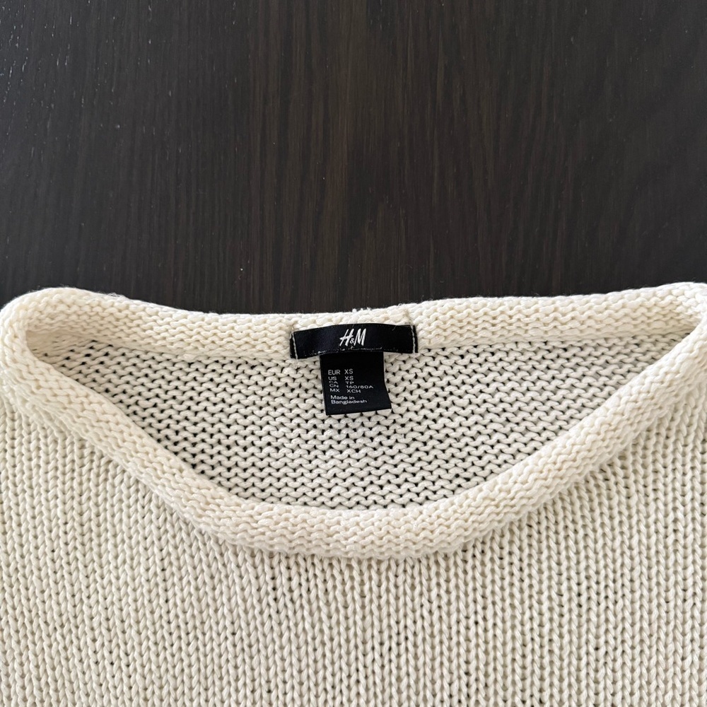 H&M Elegant Cream Women's Crew Neck Sweater XS - Picture 7 of 8